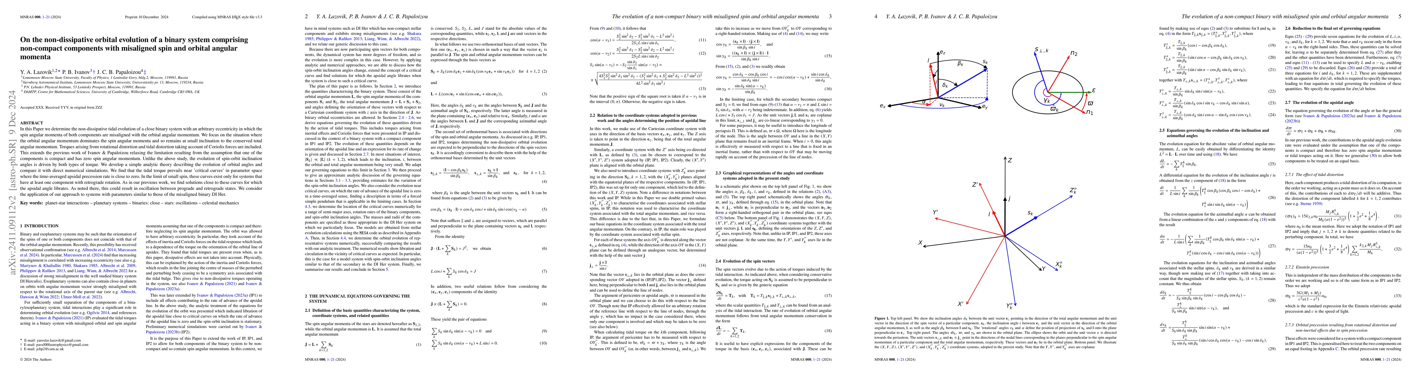 Thumbnail for On the non-dissipative orbital evolution of a binary system comprising
  non-compact components with misaligned spin and orbital angular momenta