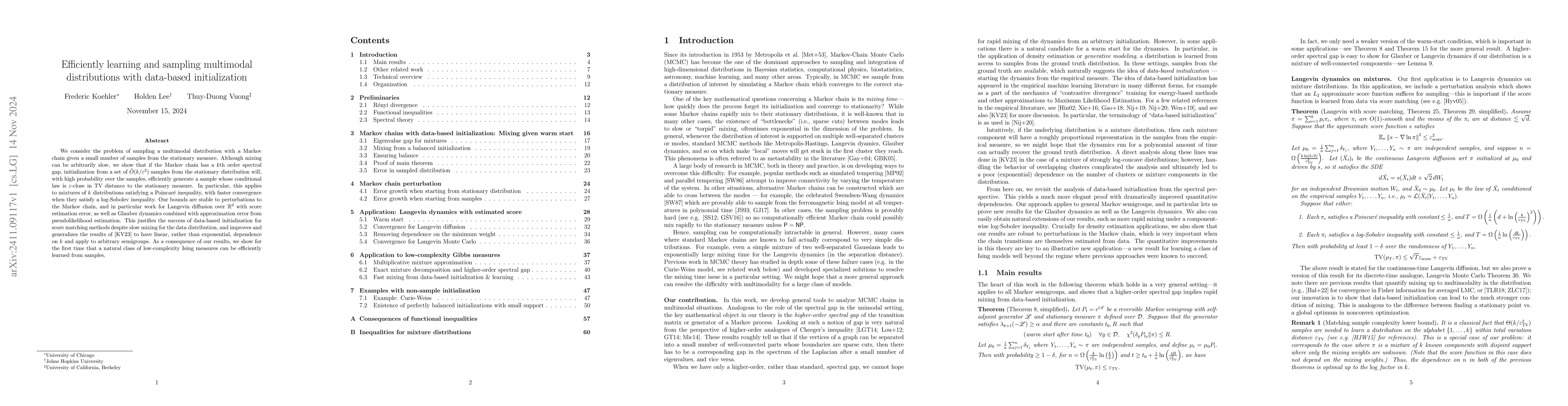 Thumbnail for Efficiently learning and sampling multimodal distributions with
  data-based initialization