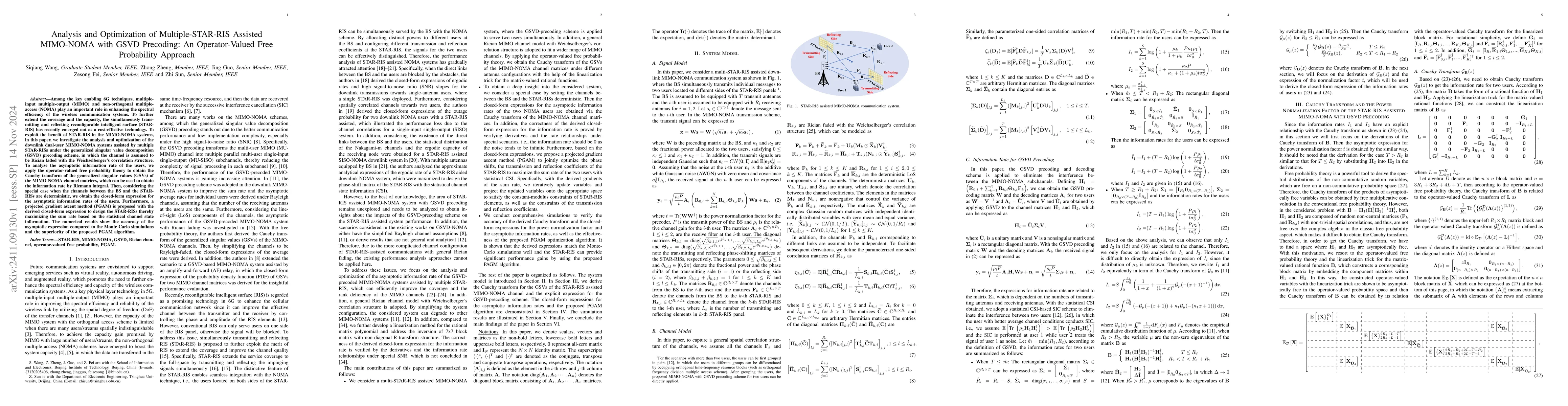 Thumbnail for Analysis and Optimization of Multiple-STAR-RIS Assisted MIMO-NOMA with
  GSVD Precoding: An Operator-Valued Free Probability Approach