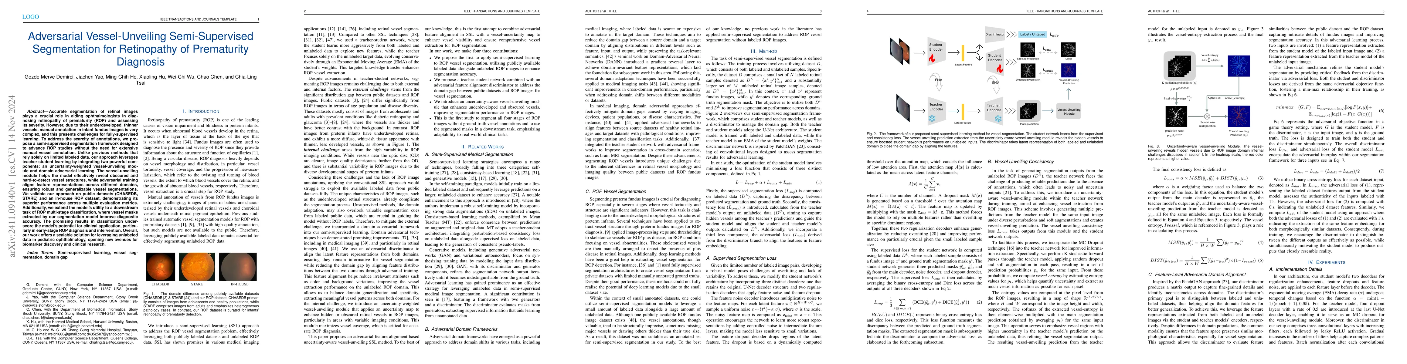Thumbnail for Adversarial Vessel-Unveiling Semi-Supervised Segmentation for
  Retinopathy of Prematurity Diagnosis