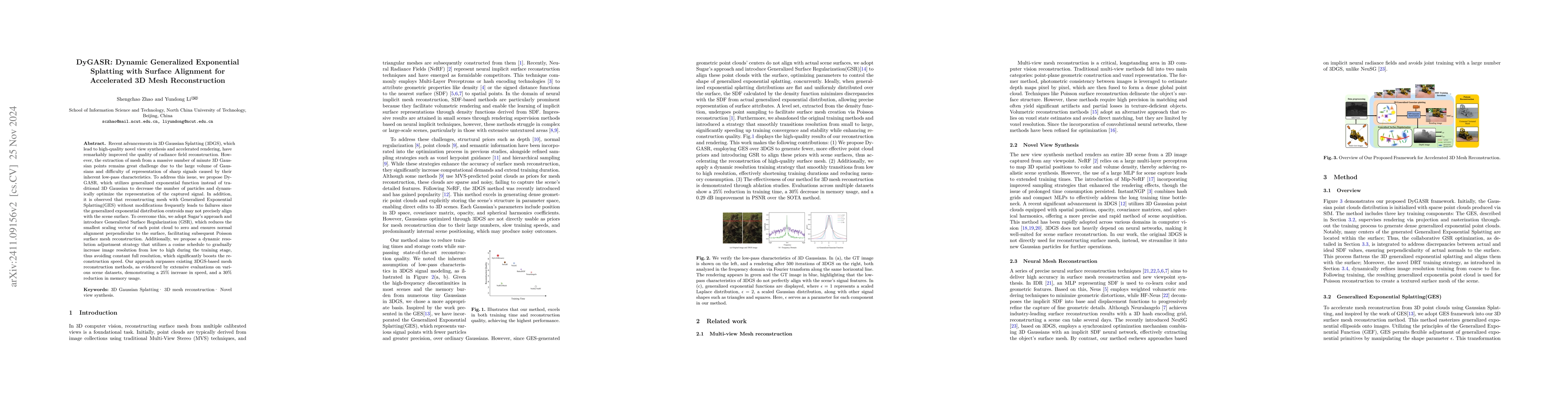 Thumbnail for DyGASR: Dynamic Generalized Exponential Splatting with Surface Alignment
  for Accelerated 3D Mesh Reconstruction