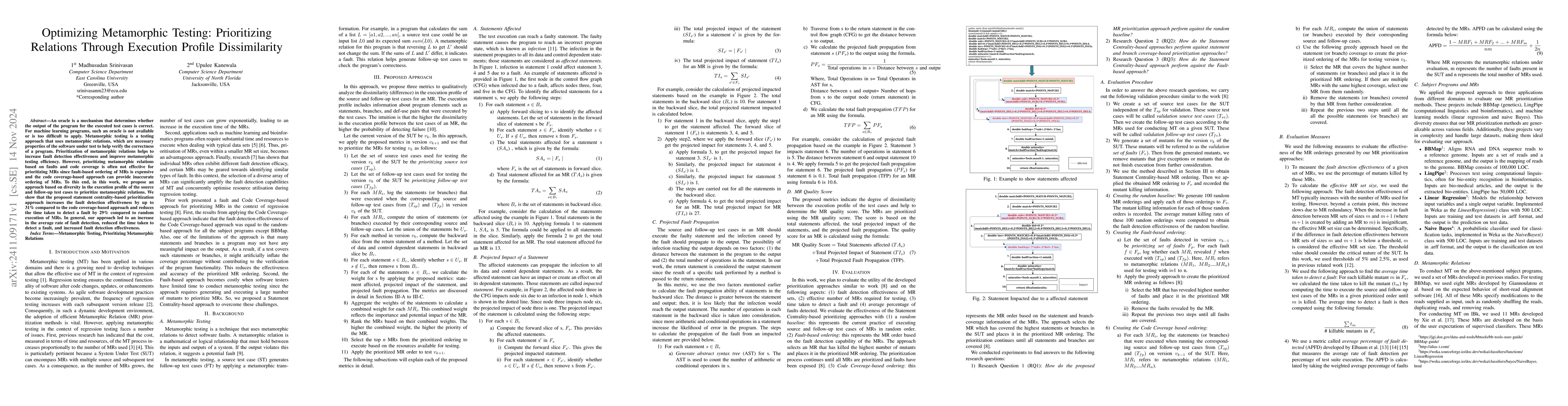 Thumbnail for Optimizing Metamorphic Testing: Prioritizing Relations Through Execution
  Profile Dissimilarity