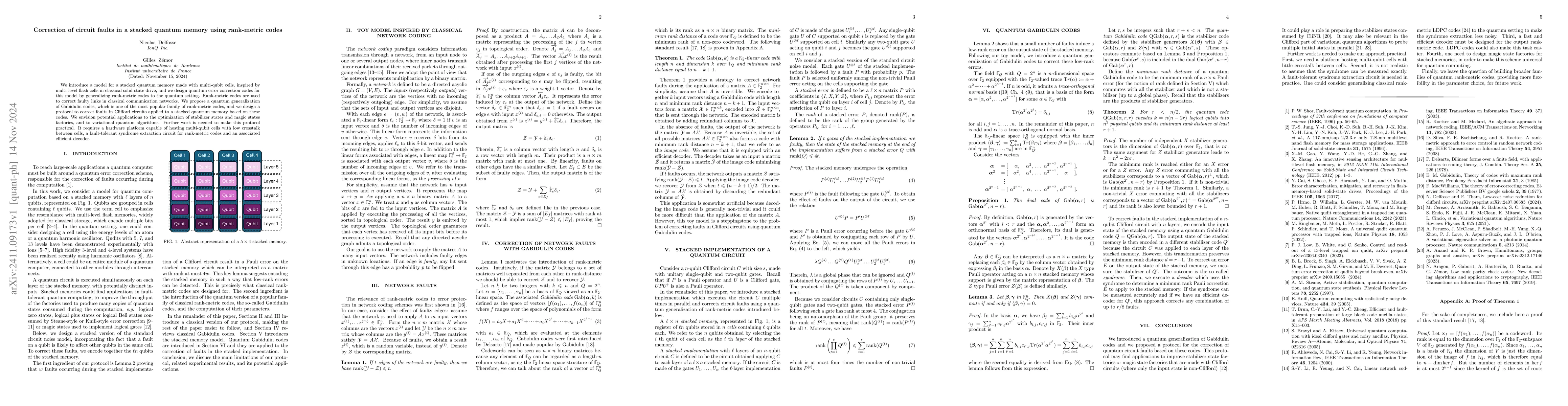 Thumbnail for Correction of circuit faults in a stacked quantum memory using
  rank-metric codes