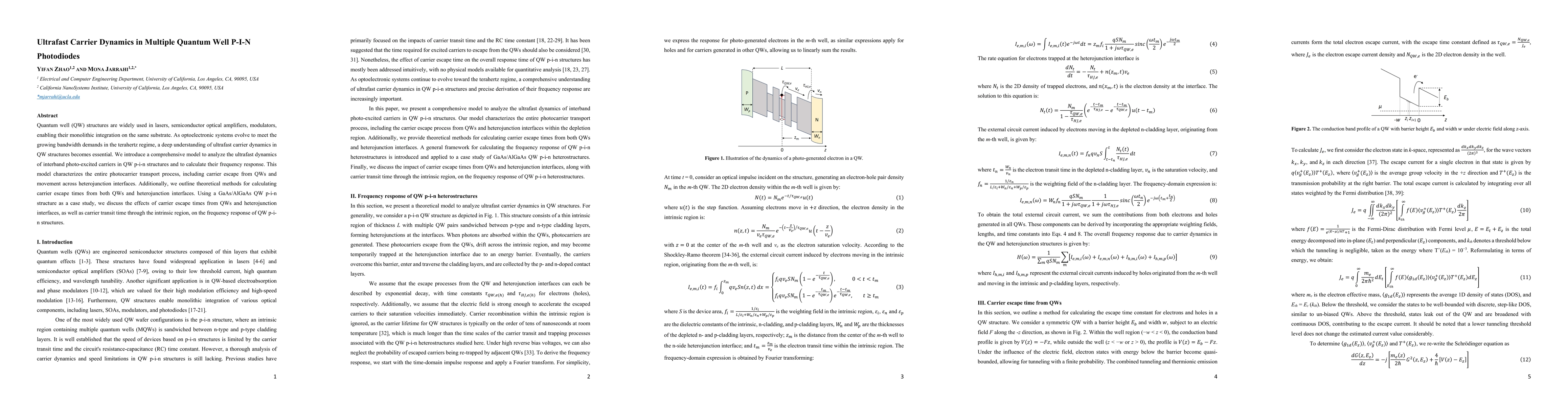 Thumbnail for Ultrafast Carrier Dynamics in Multiple Quantum Well P-I-N Photodiodes