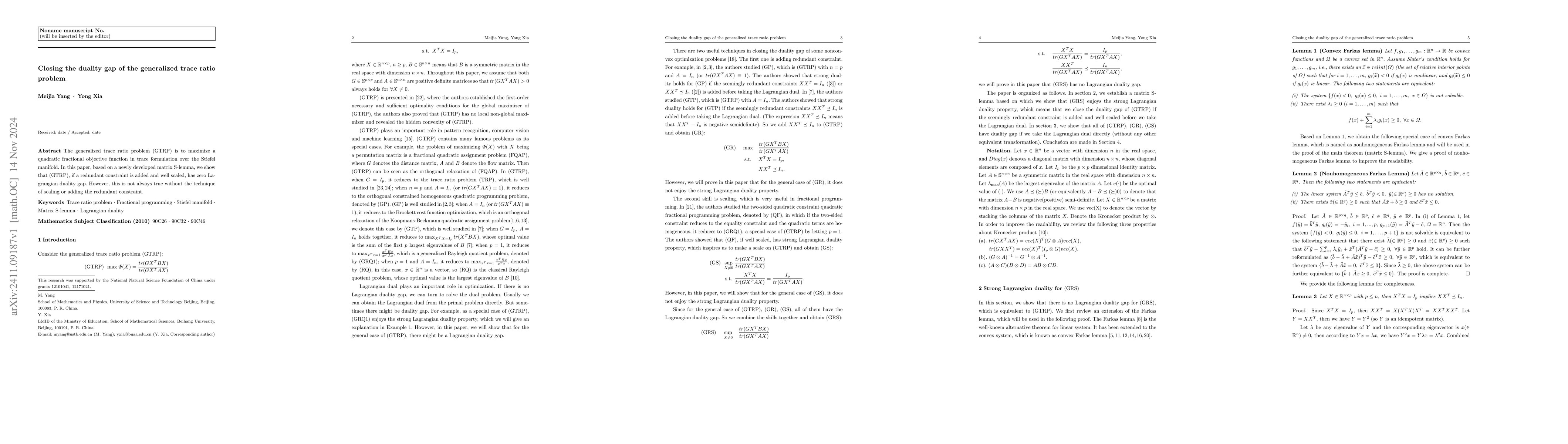 Thumbnail for Closing the duality gap of the generalized trace ratio problem