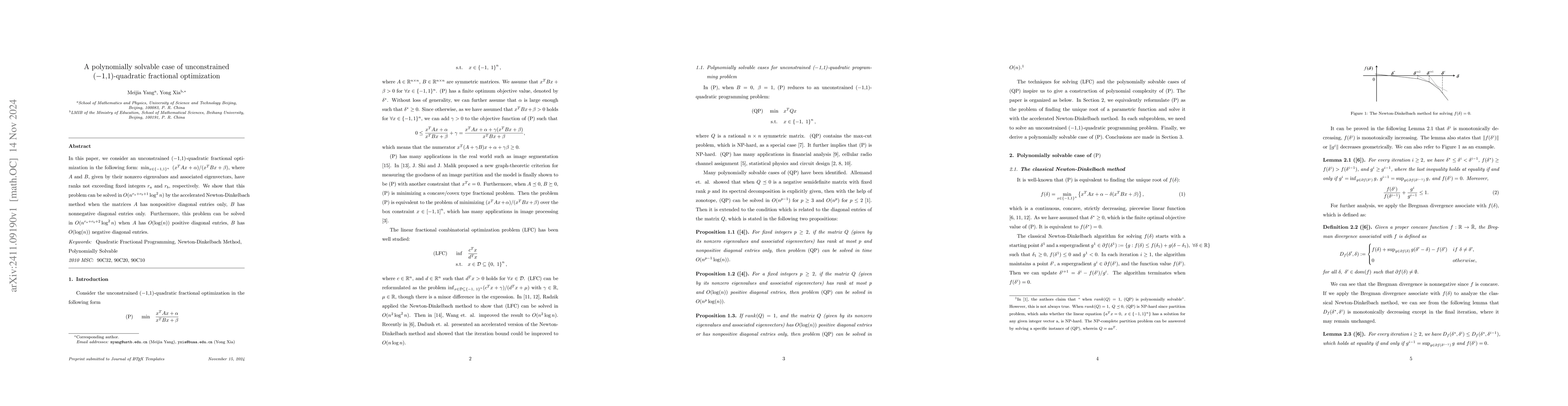 Thumbnail for A polynomially solvable case of unconstrained (-1,1)-quadratic
  fractional optimization