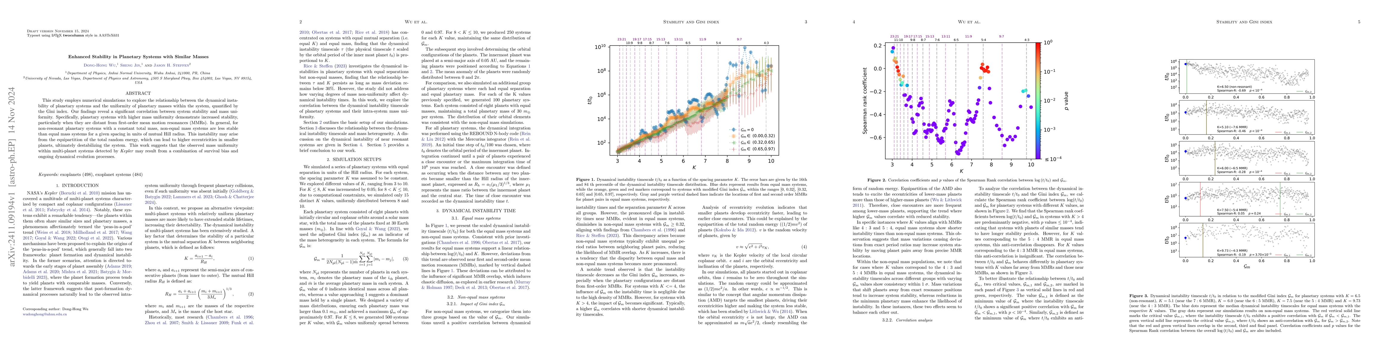 Thumbnail for Enhanced Stability in Planetary Systems with Similar Masses