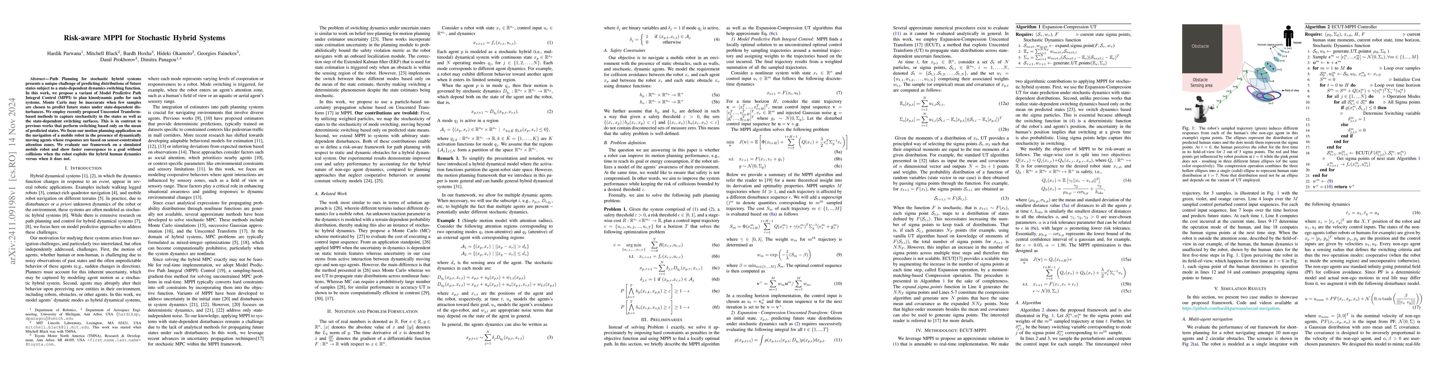 Thumbnail for Risk-aware MPPI for Stochastic Hybrid Systems