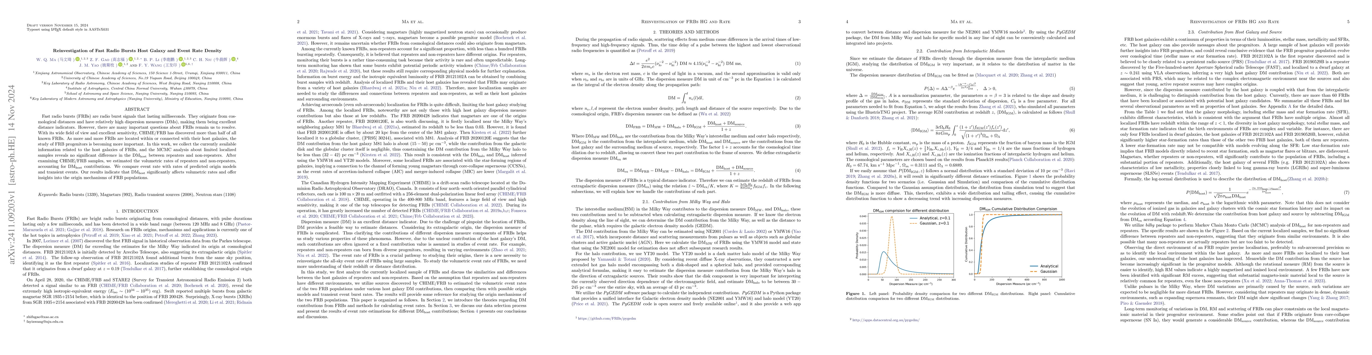 Thumbnail for Reinvestigation of Fast Radio Bursts Host Galaxy and Event Rate Density
