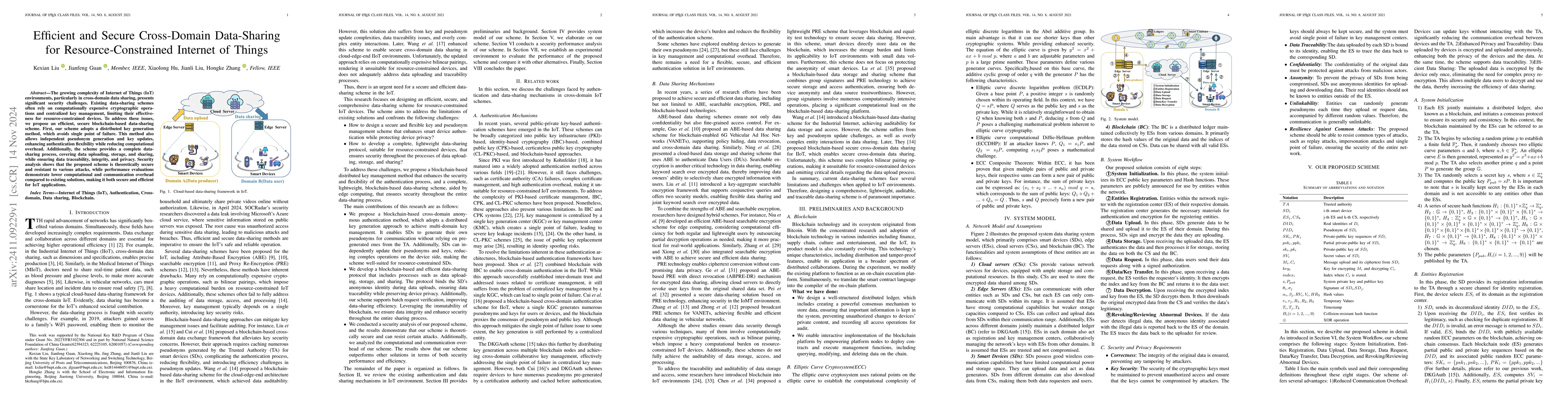 Thumbnail for Efficient and Secure Cross-Domain Data-Sharing for Resource-Constrained
  Internet of Things