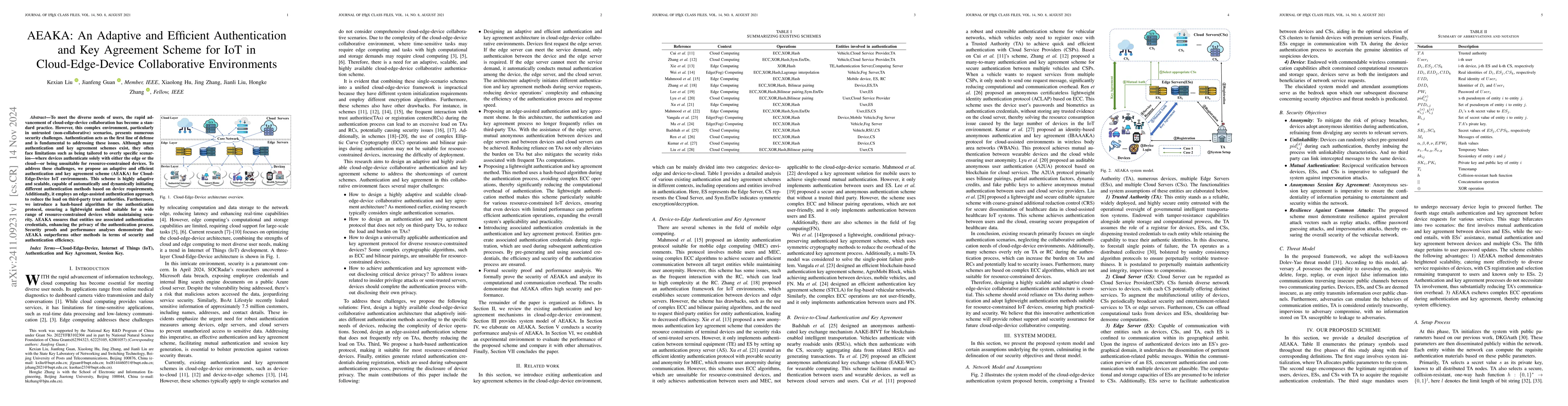 Thumbnail for AEAKA: An Adaptive and Efficient Authentication and Key Agreement Scheme
  for IoT in Cloud-Edge-Device Collaborative Environments