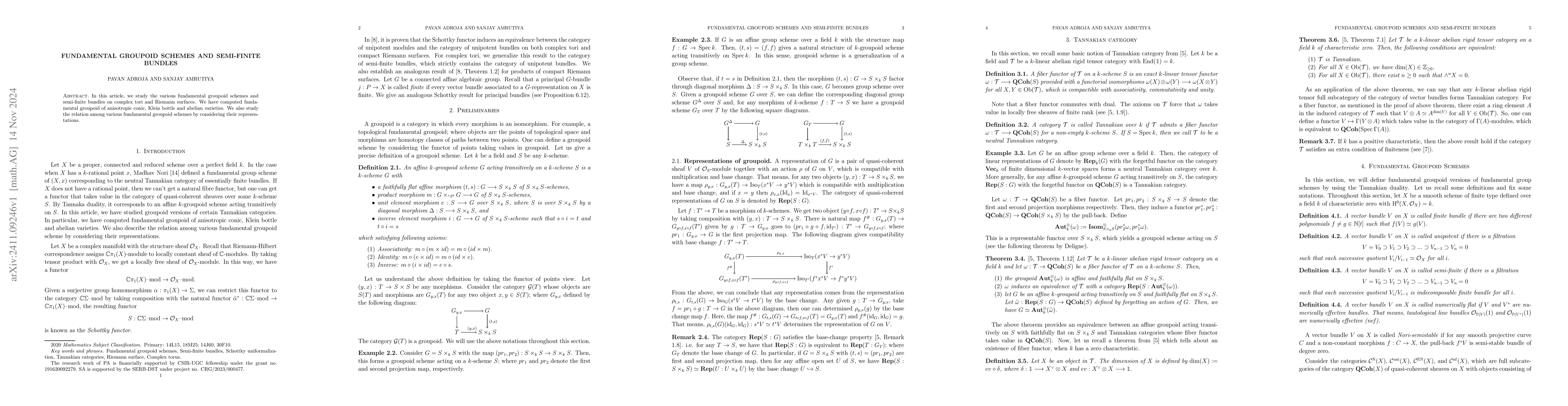 Thumbnail for Fundamental groupoid schemes and semi-finite bundles