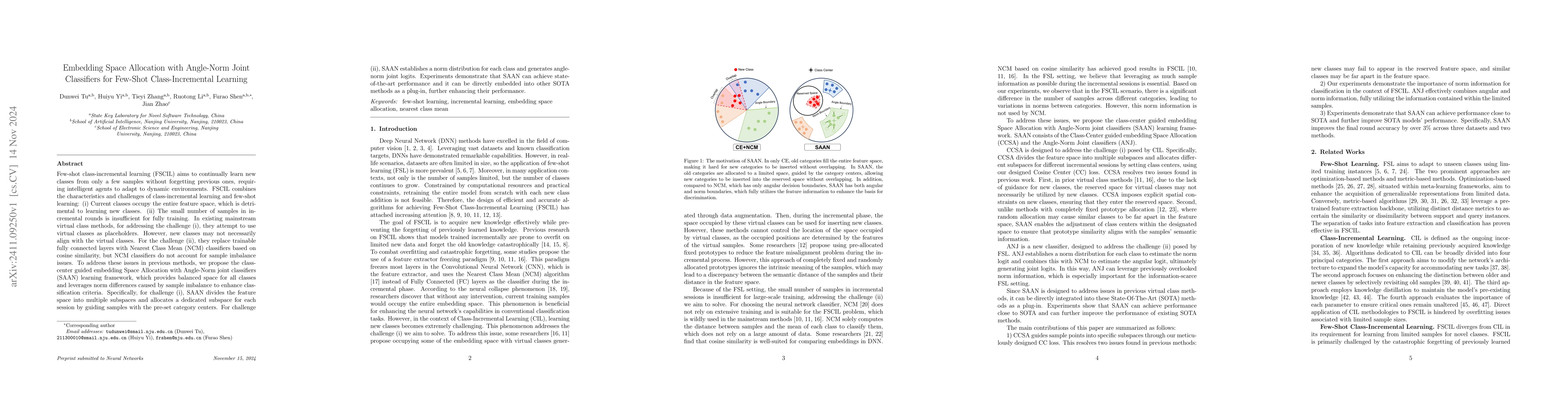 Thumbnail for Embedding Space Allocation with Angle-Norm Joint Classifiers for
  Few-Shot Class-Incremental Learning