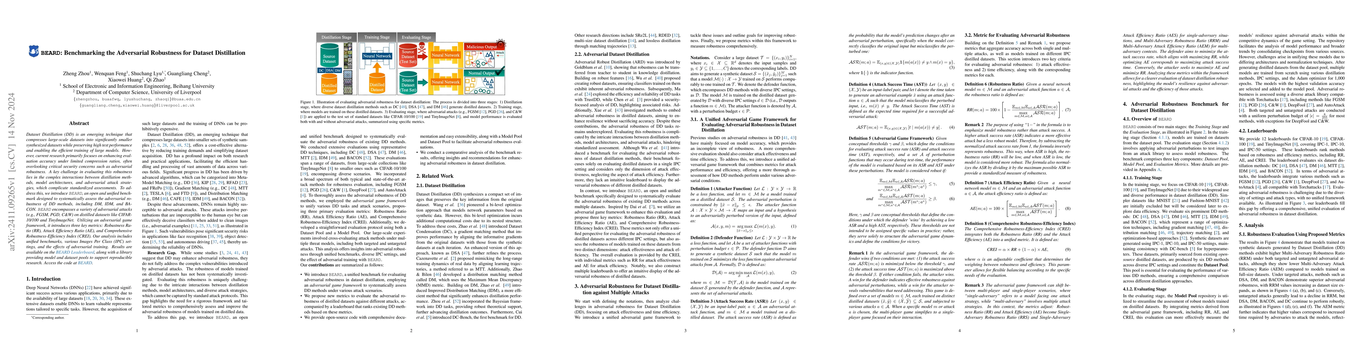 Thumbnail for BEARD: Benchmarking the Adversarial Robustness for Dataset Distillation