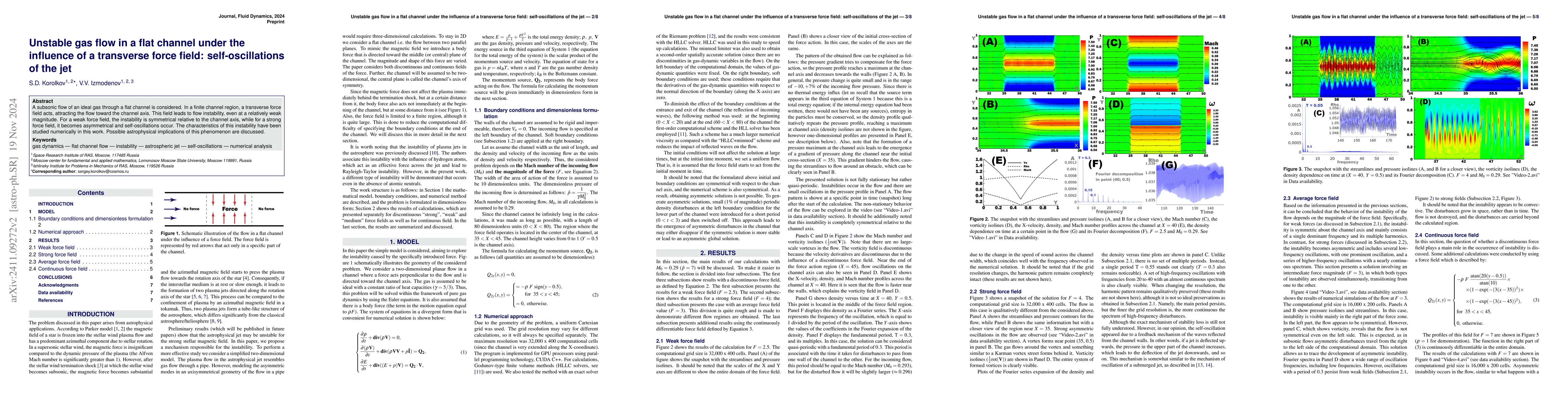 Thumbnail for Unstable gas flow in a flat channel under the influence of a transverse
  force field: self-oscillations of the jet