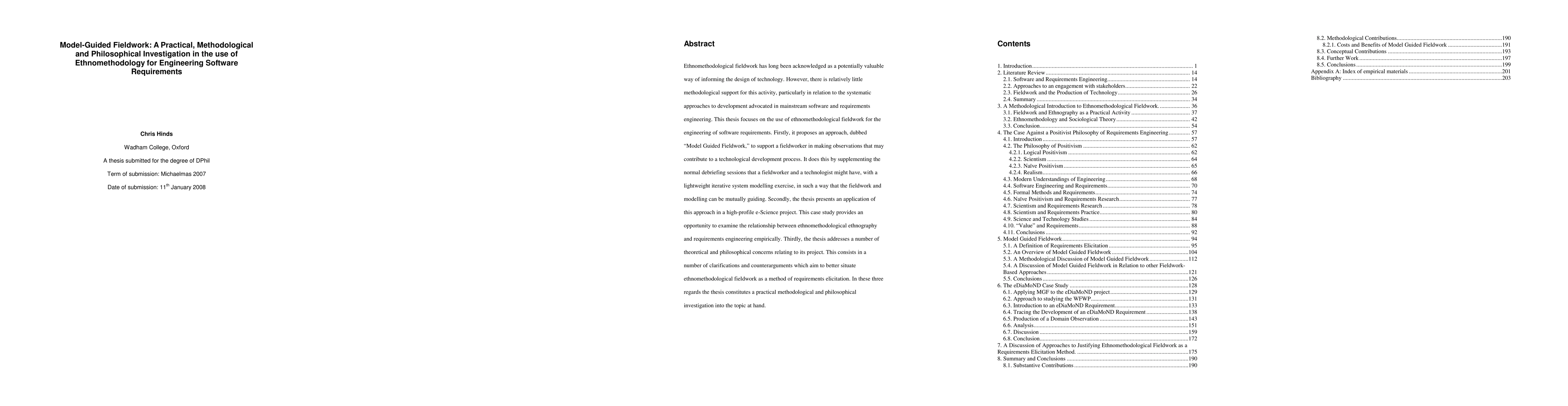 Thumbnail for Model-Guided Fieldwork: A Practical, Methodological and Philosophical
  Investigation in the use of Ethnomethodology for Engineering Software
  Requirements