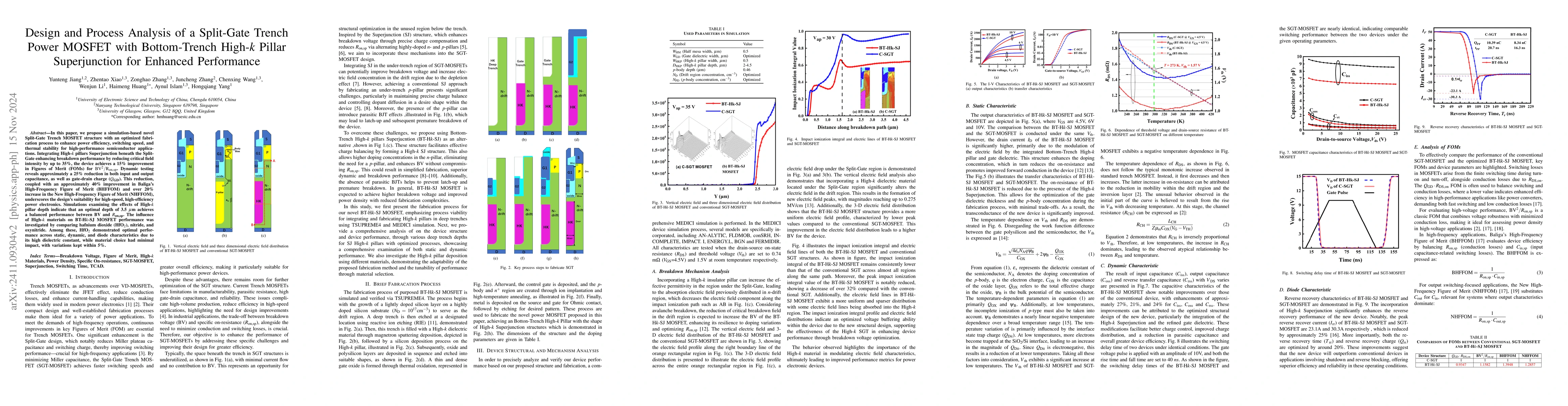 Thumbnail for Design and Process Analysis of a Split-Gate Trench Power MOSFET with
  Bottom-Trench Hk-Pillar Superjunction for Enhanced Performance
