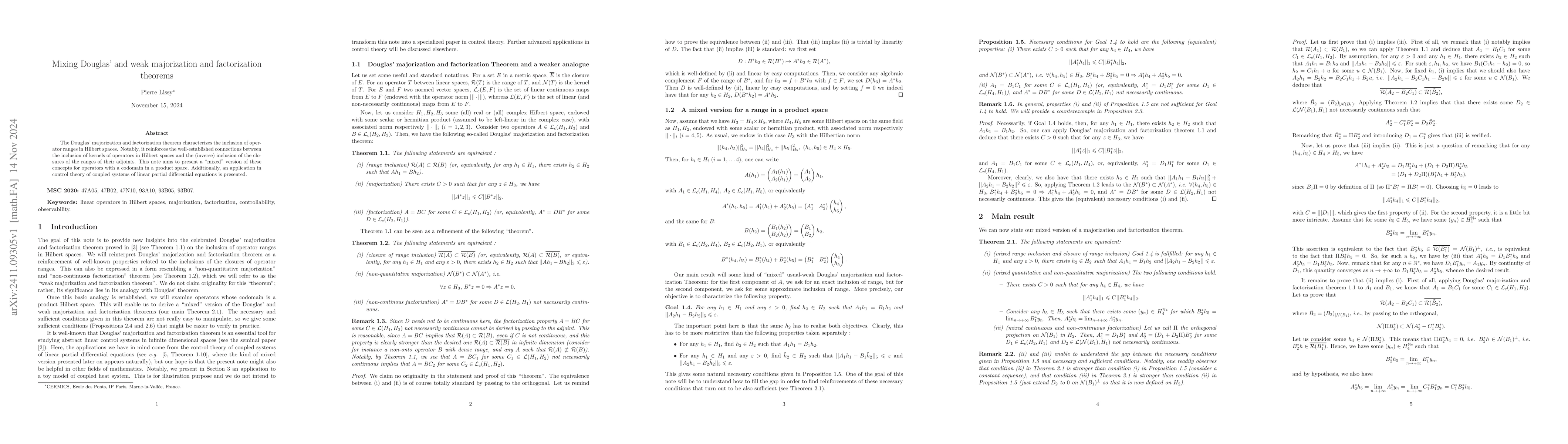 Thumbnail for Mixing Douglas' and weak majorization and factorization theorems
