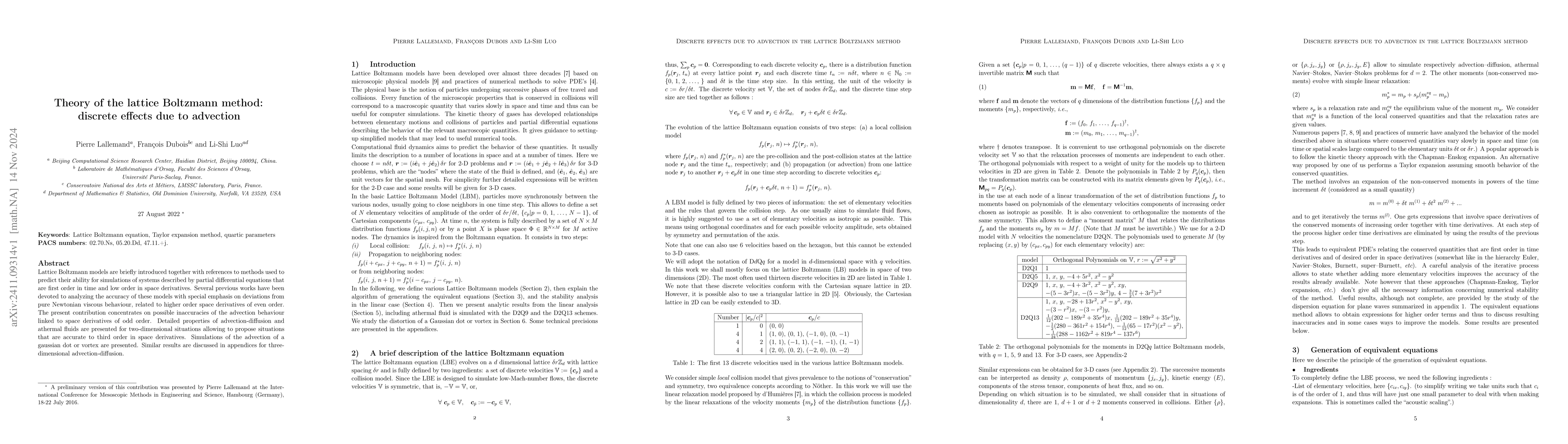Thumbnail for Theory of the lattice Boltzmann method: discrete effects due to
  advection