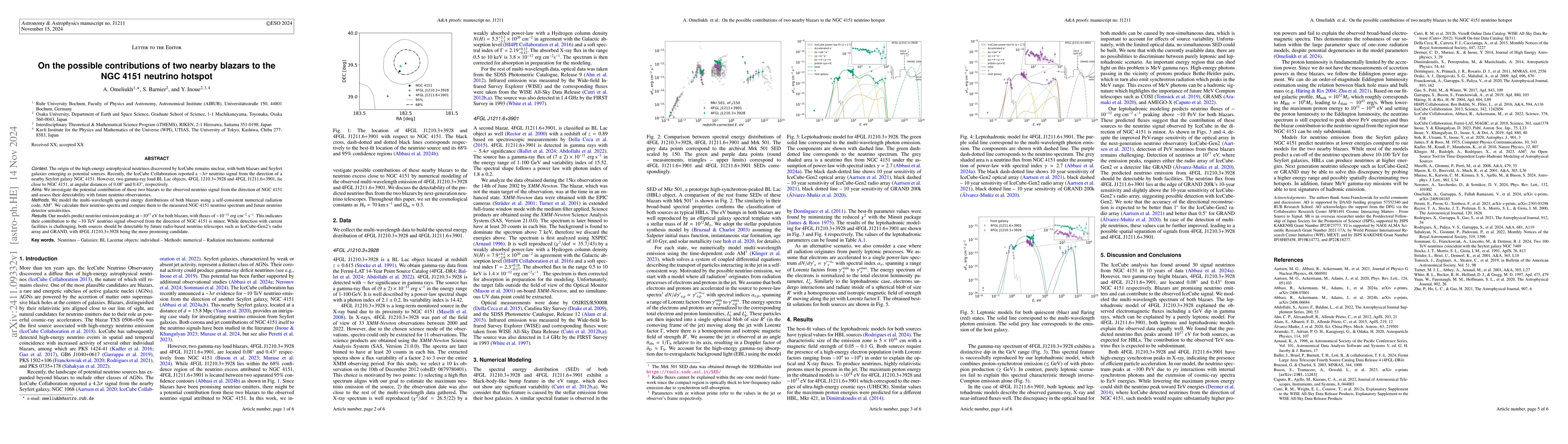 Thumbnail for On the possible contributions of two nearby blazars to the NGC 4151
  neutrino hotspot