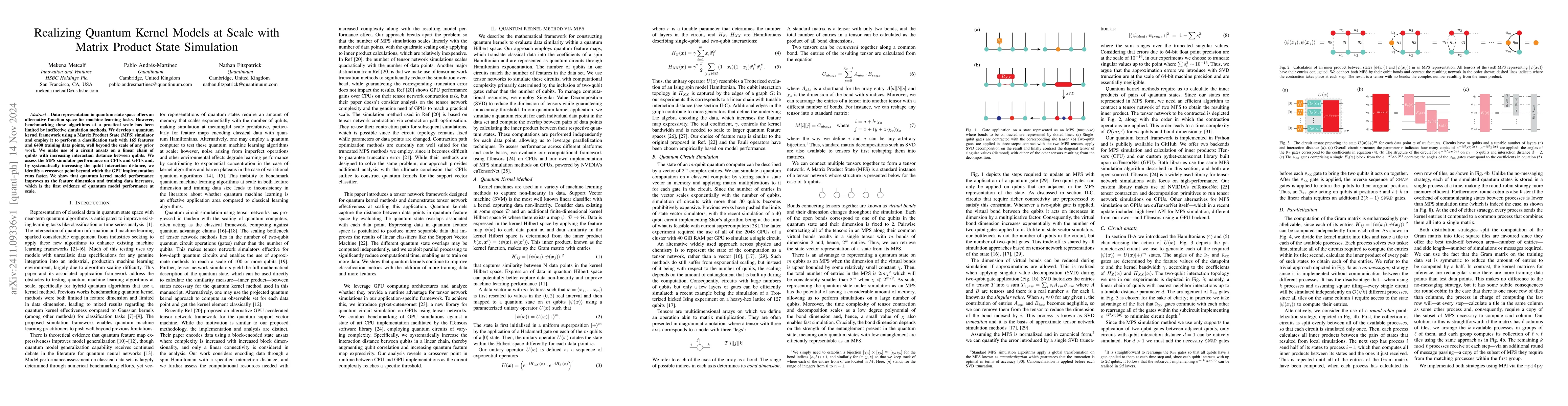 Thumbnail for Realizing Quantum Kernel Models at Scale with Matrix Product State
  Simulation