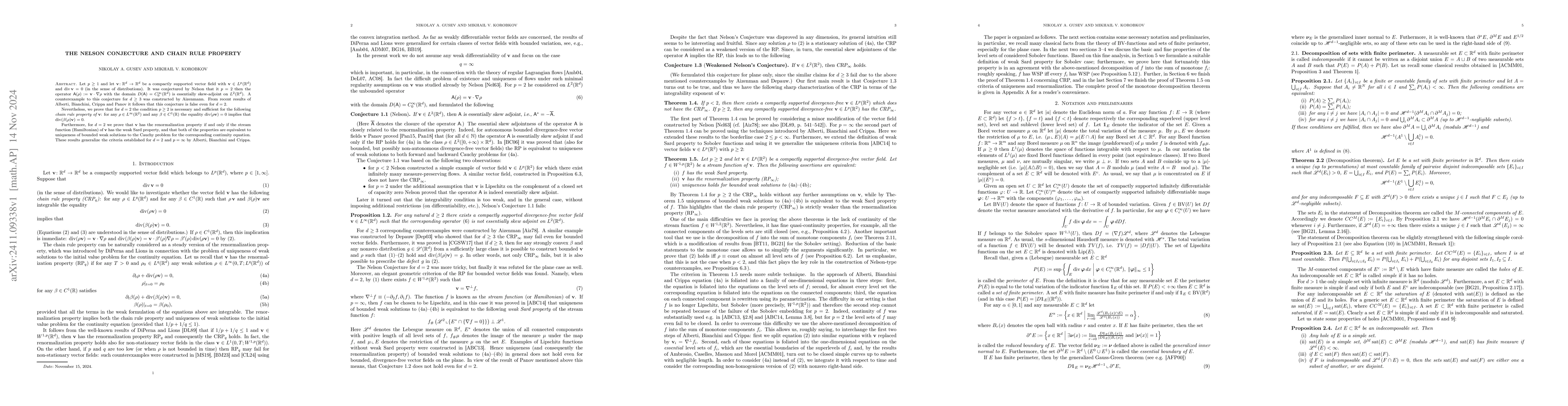 Thumbnail for The Nelson conjecture and chain rule property
