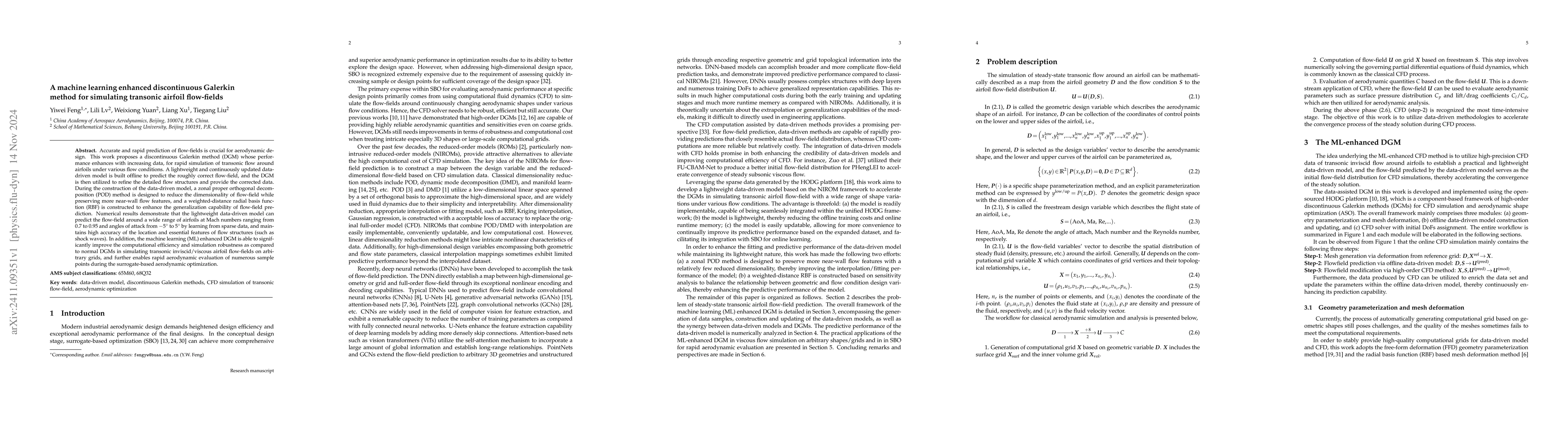 Thumbnail for A machine learning enhanced discontinuous Galerkin method for simulating
  transonic airfoil flow-fields