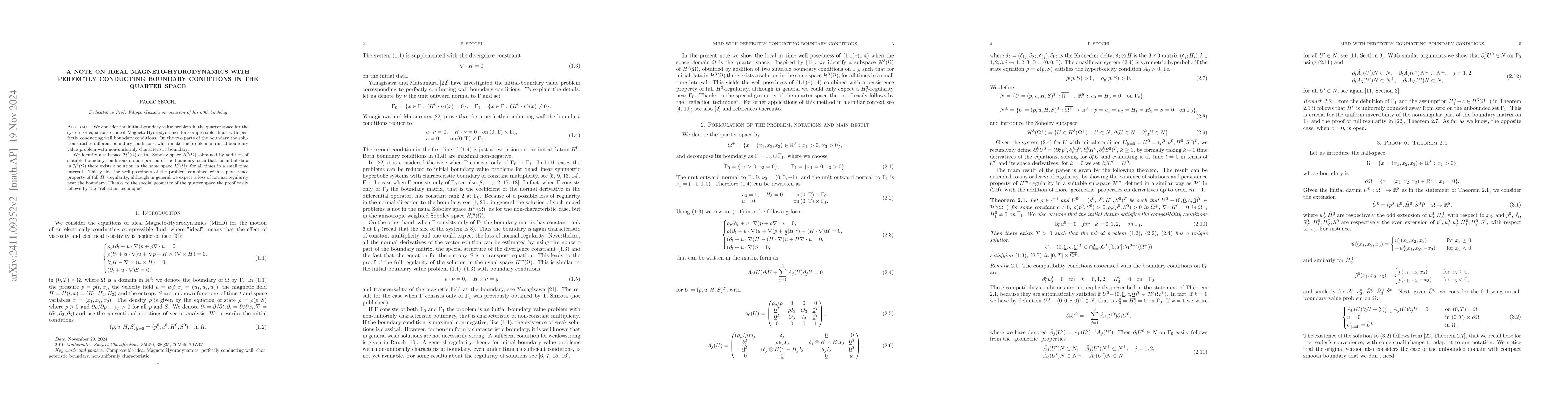 Thumbnail for A note on Ideal Magneto-Hydrodynamics with perfectly conducting boundary
  conditions in the quarter space