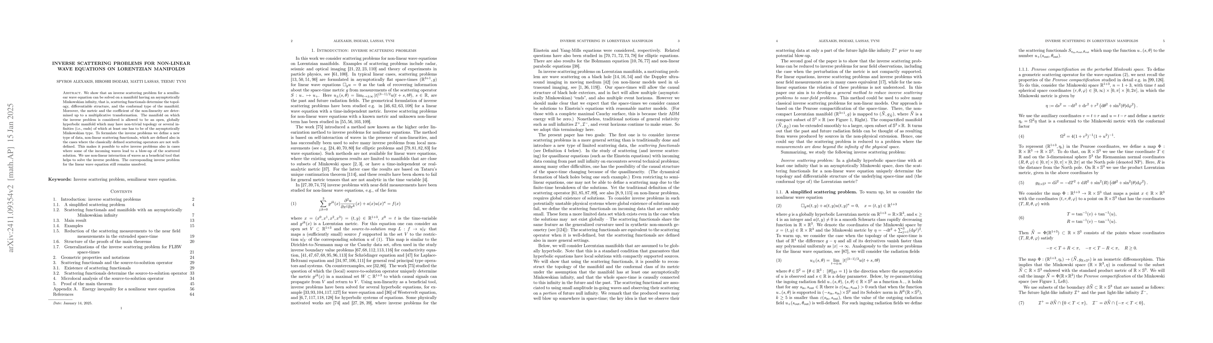 Thumbnail for Inverse scattering problems for non-linear wave equations on Lorentzian
  manifolds