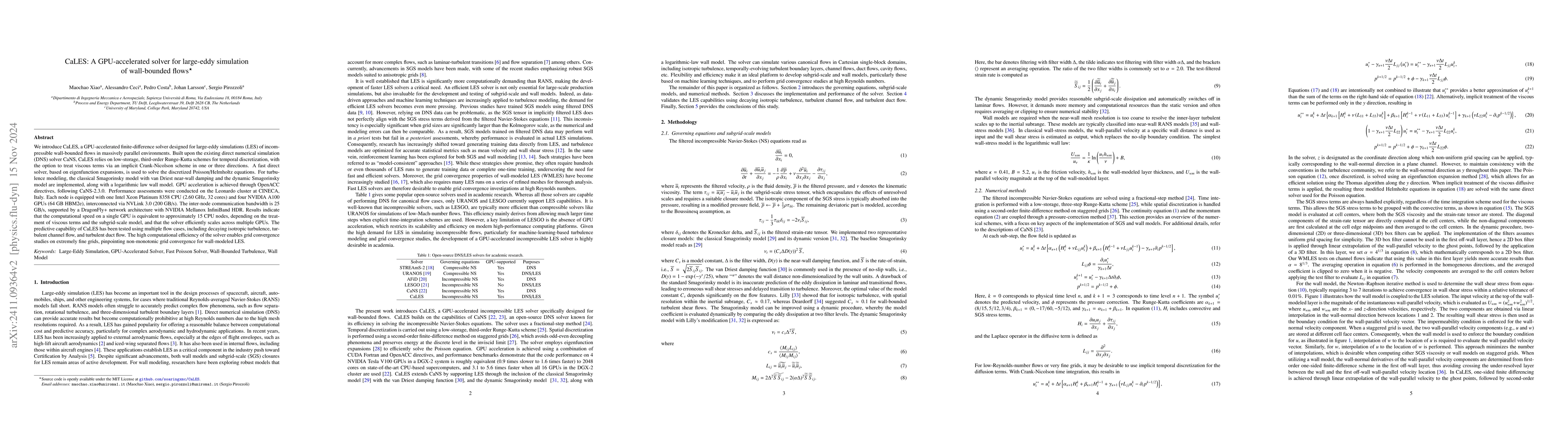Thumbnail for CaLES: A GPU-accelerated solver for large-eddy simulation of
  wall-bounded flows