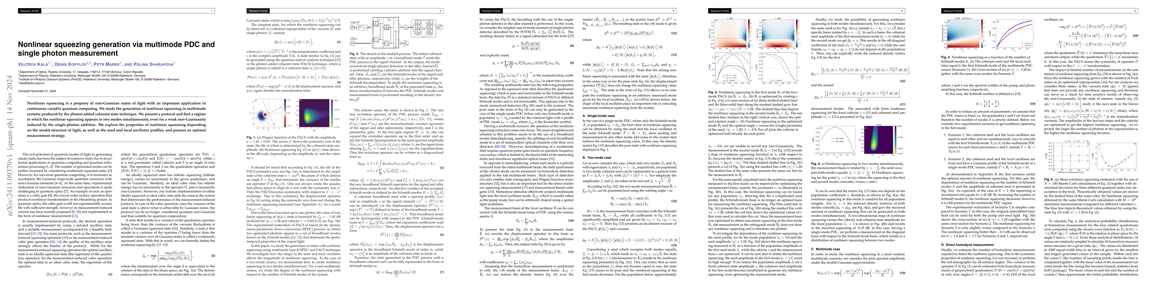 Thumbnail for Nonlinear squeezing generation via multimode PDC and single photon
  measurement
