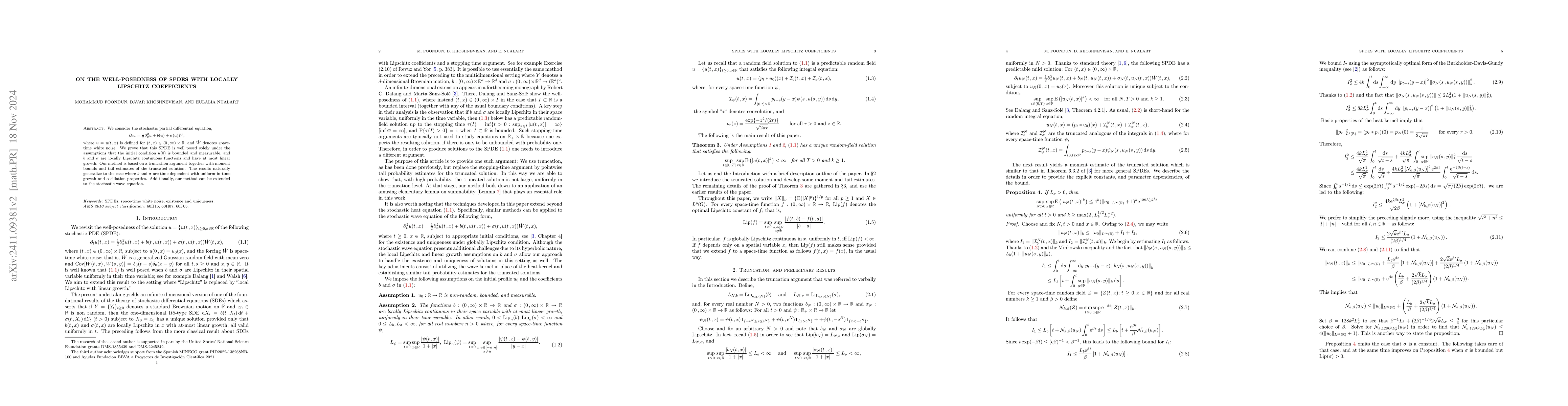 Thumbnail for On the well-posedness of SPDEs with locally Lipschitz coefficients