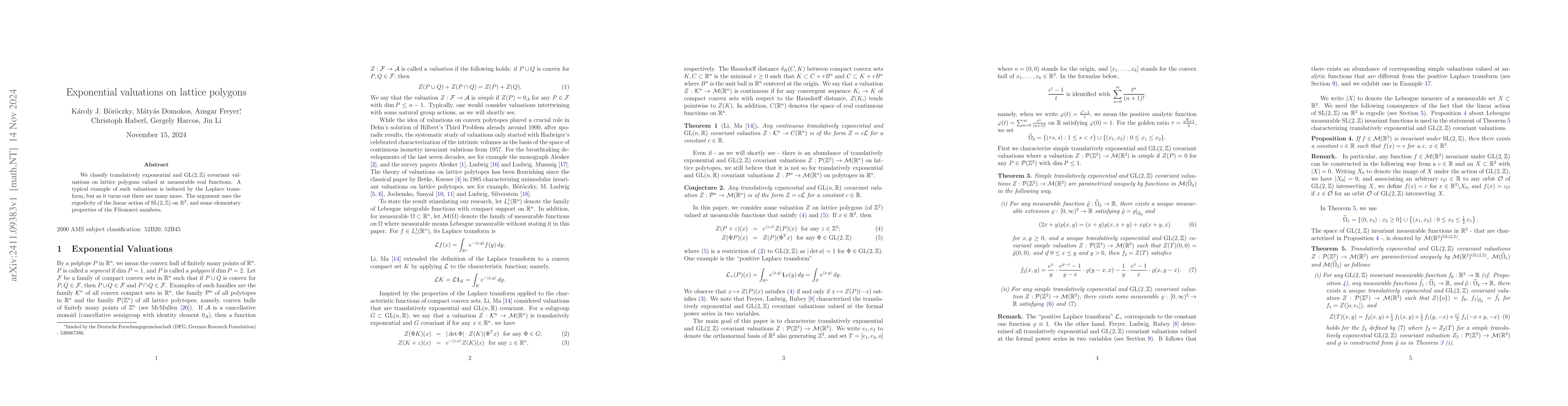 Thumbnail for Exponential valuations on lattice polygons
