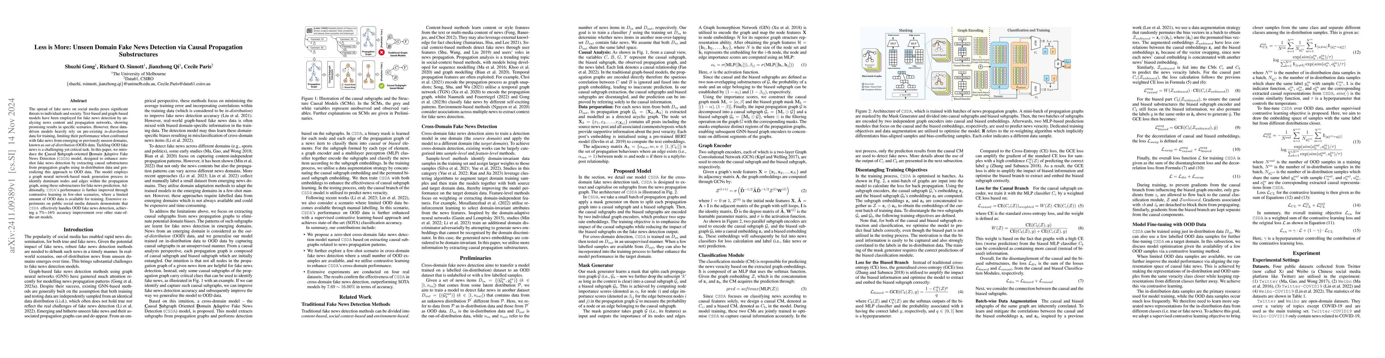 Thumbnail for Less is More: Unseen Domain Fake News Detection via Causal Propagation
  Substructures