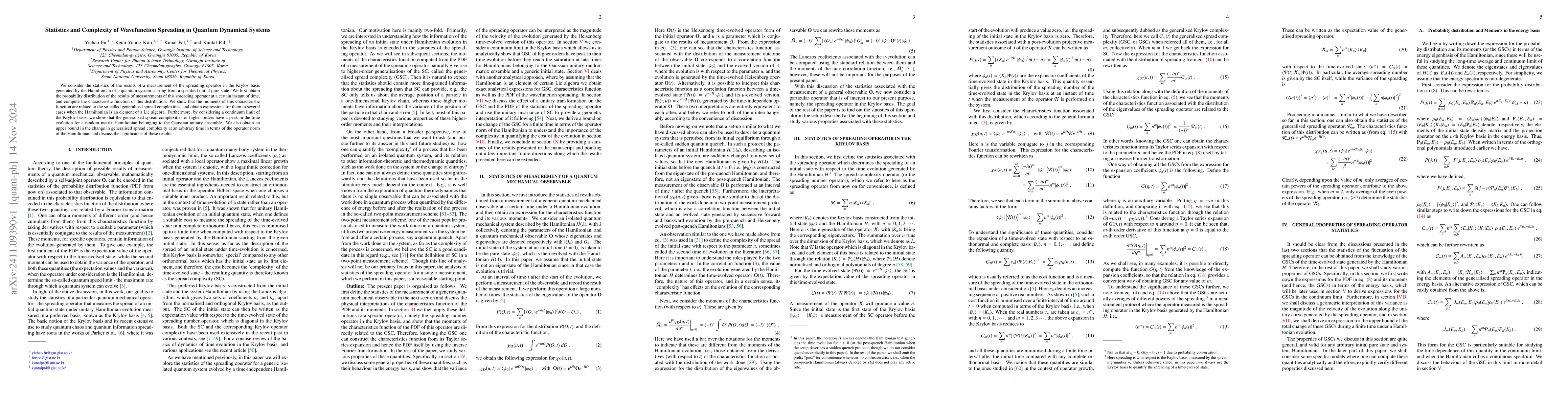 Thumbnail for Statistics and Complexity of Wavefunction Spreading in Quantum Dynamical
  Systems