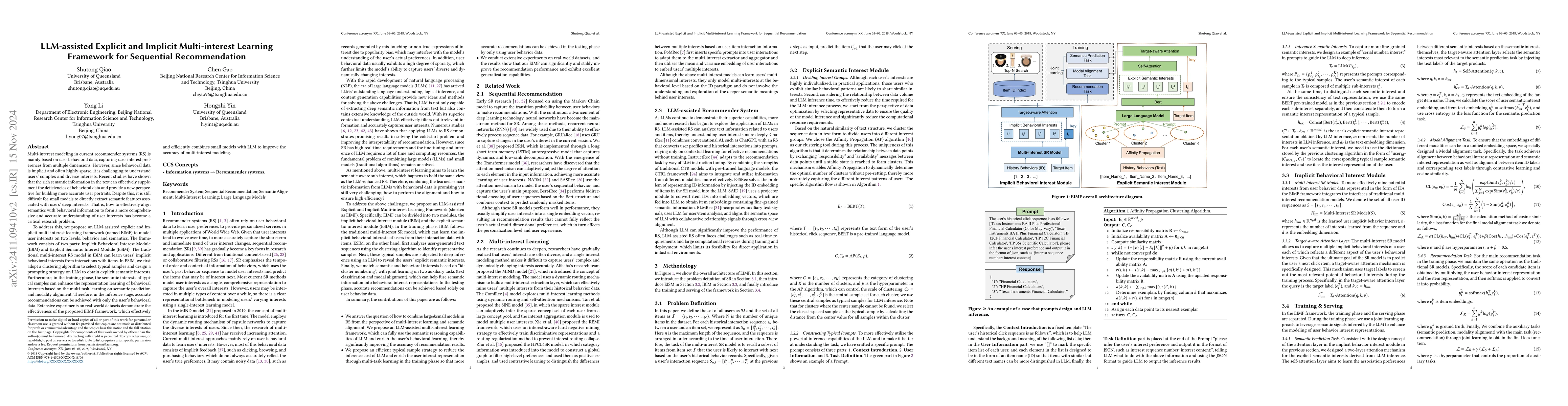 Thumbnail for LLM-assisted Explicit and Implicit Multi-interest Learning Framework for
  Sequential Recommendation