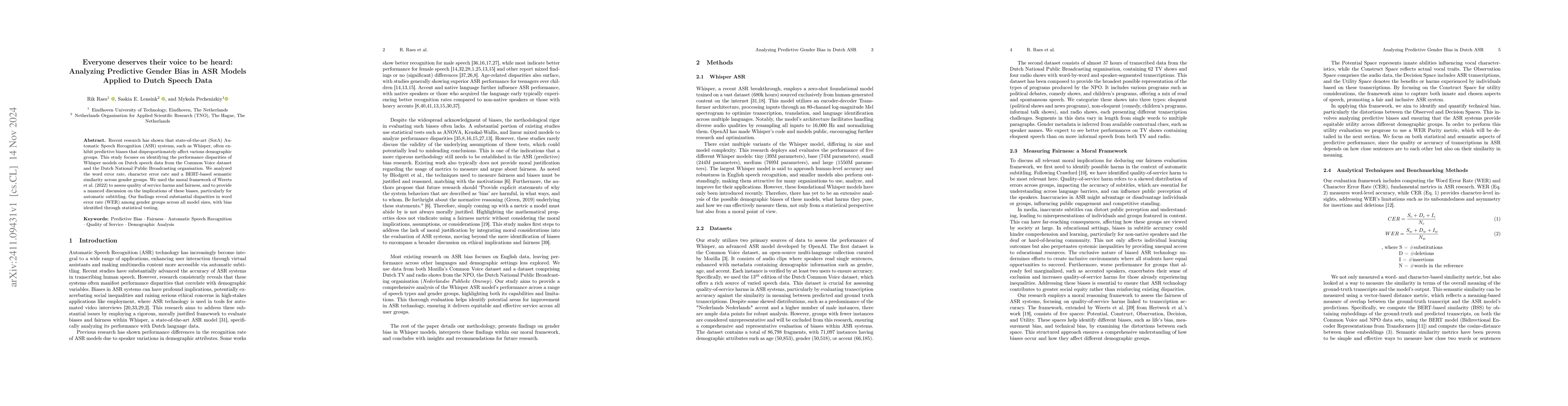 Thumbnail for Everyone deserves their voice to be heard: Analyzing Predictive Gender
  Bias in ASR Models Applied to Dutch Speech Data