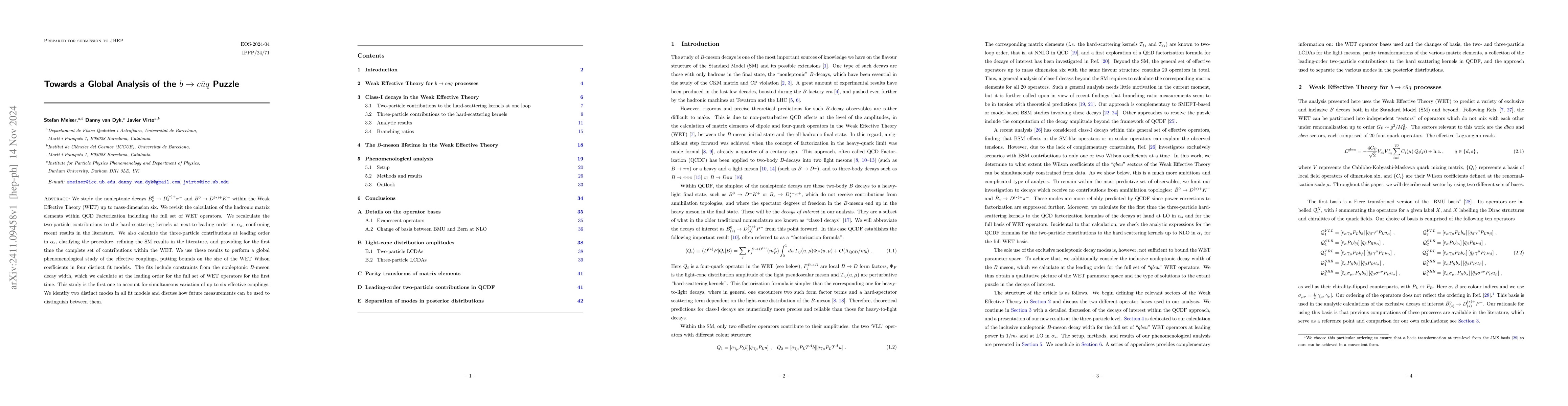 Thumbnail for Towards a Global Analysis of the $b\to c\bar{u} q$ Puzzle