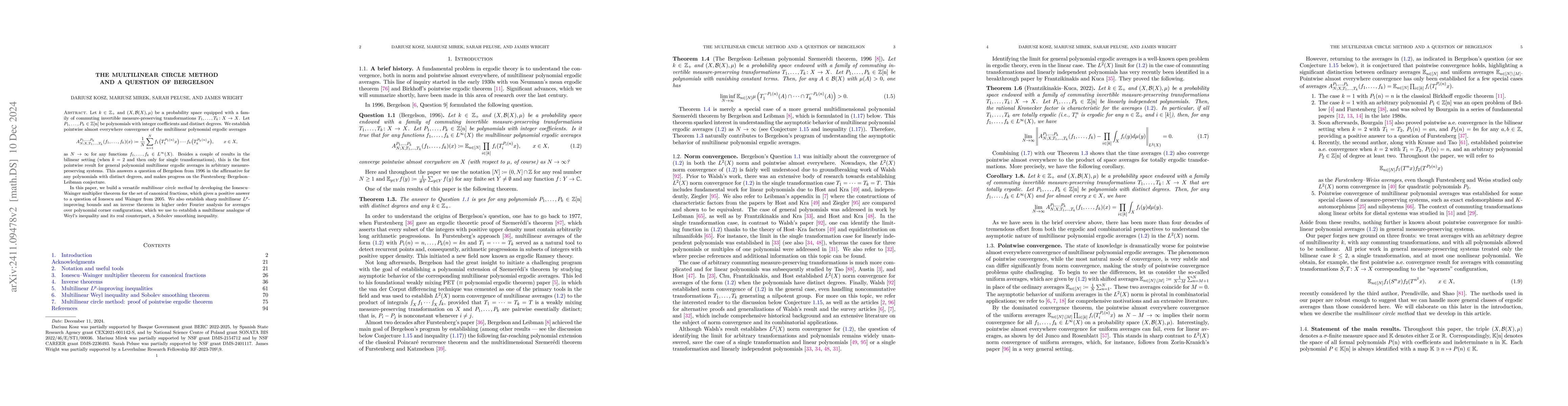 Thumbnail for The multilinear circle method and a question of Bergelson