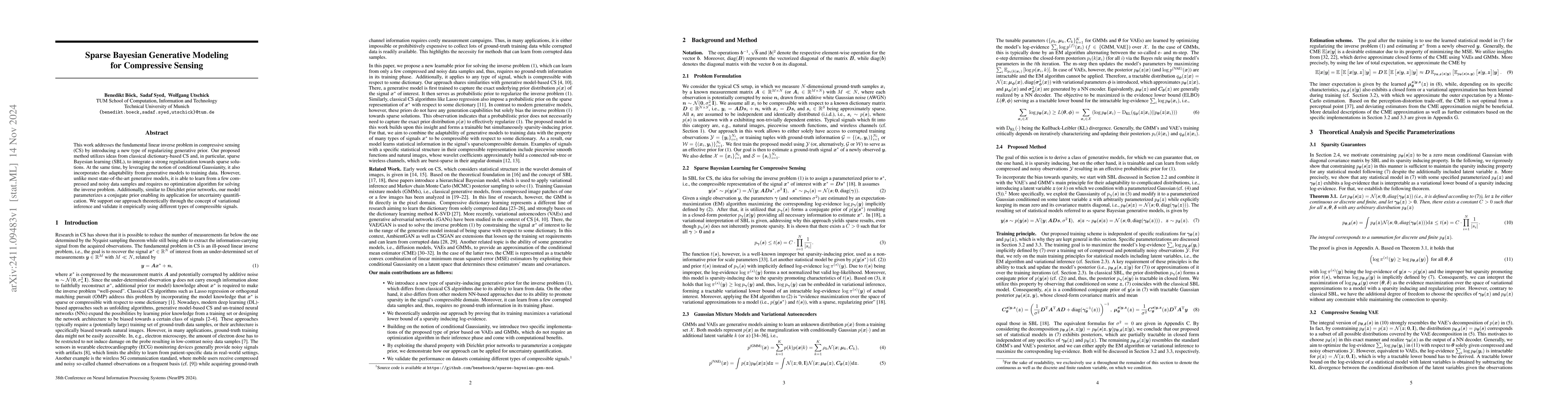 Thumbnail for Sparse Bayesian Generative Modeling for Compressive Sensing