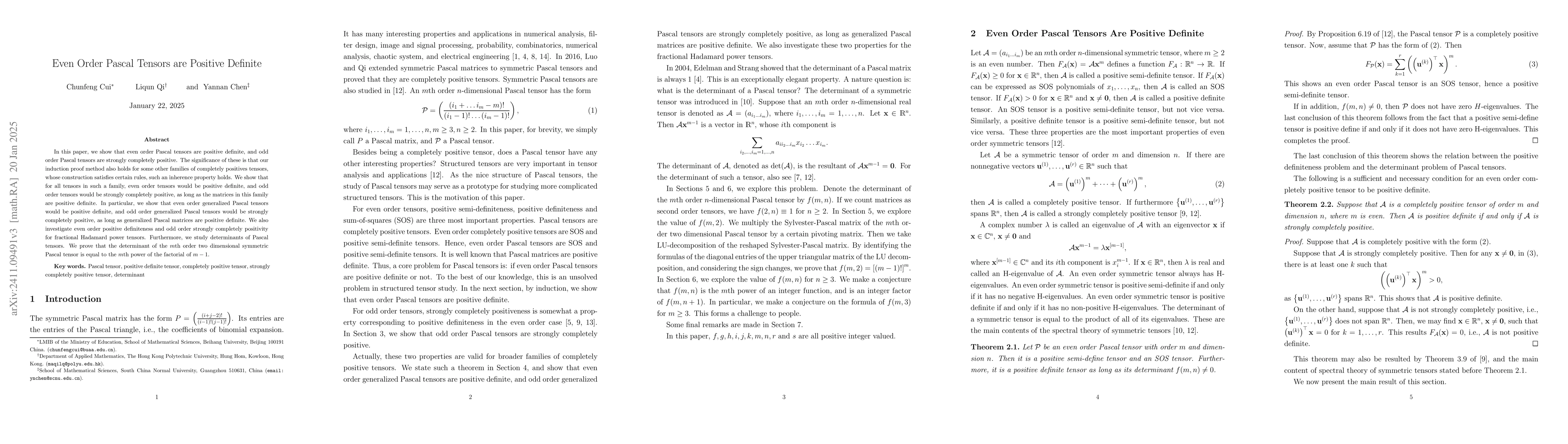 Thumbnail for The Determinants of Pascal Tensors