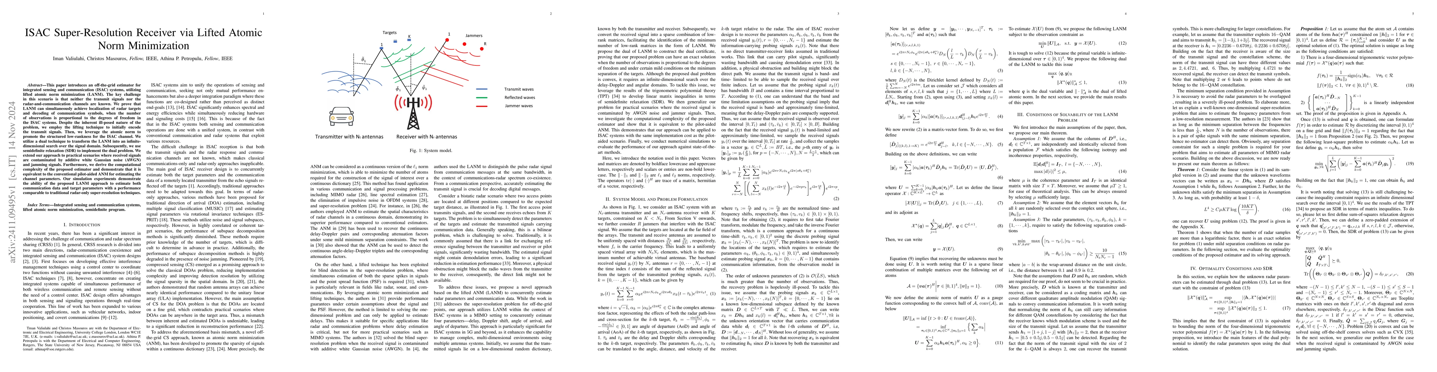 Thumbnail for ISAC Super-Resolution Receiver via Lifted Atomic Norm Minimization