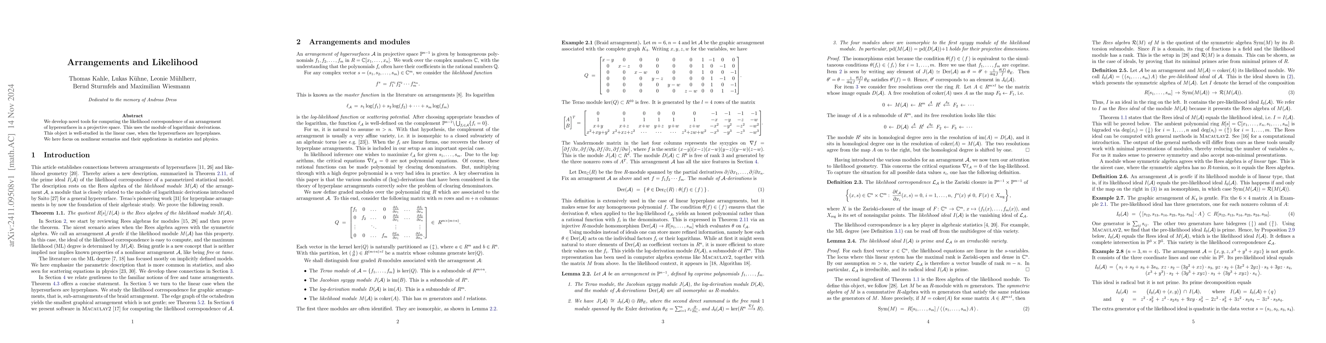 Thumbnail for Arrangements and Likelihood