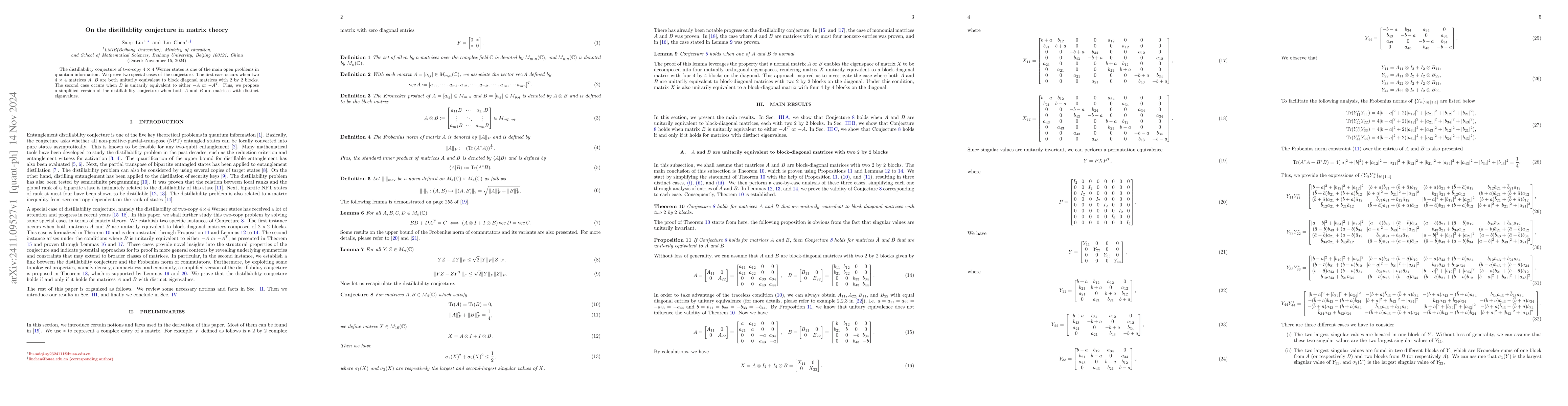 Thumbnail for On the distillablity conjecture in matrix theory