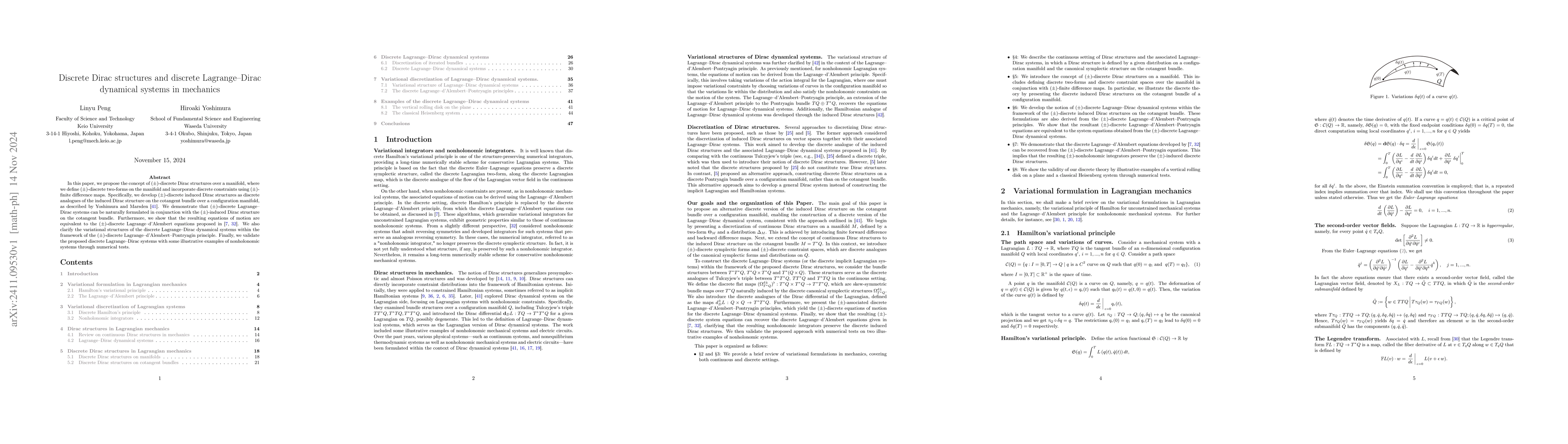 Thumbnail for Discrete Dirac structures and discrete Lagrange--Dirac dynamical systems
  in mechanics