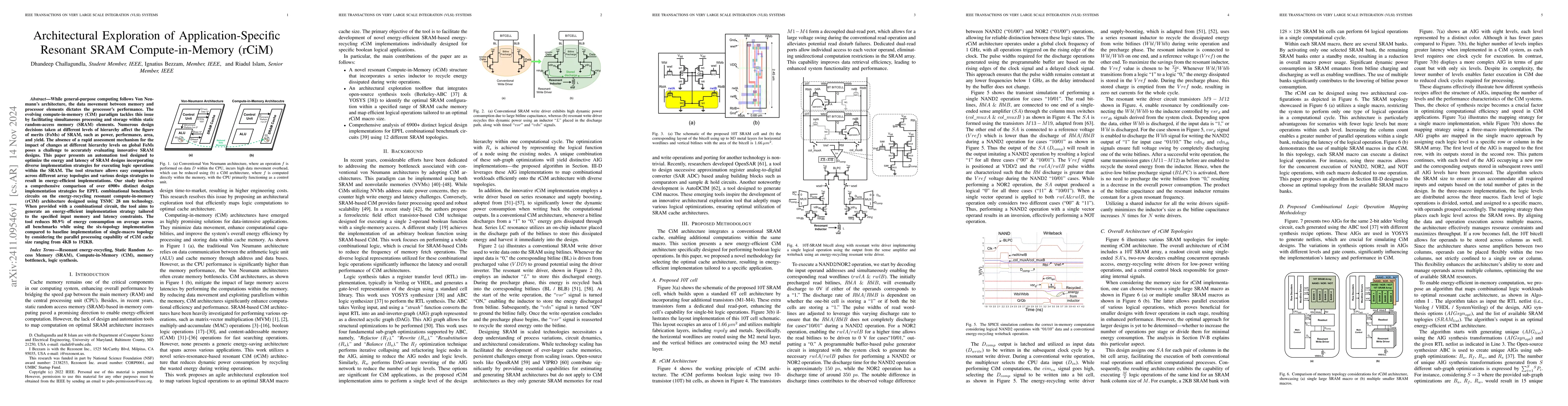 Thumbnail for Architectural Exploration of Application-Specific Resonant SRAM
  Compute-in-Memory (rCiM)