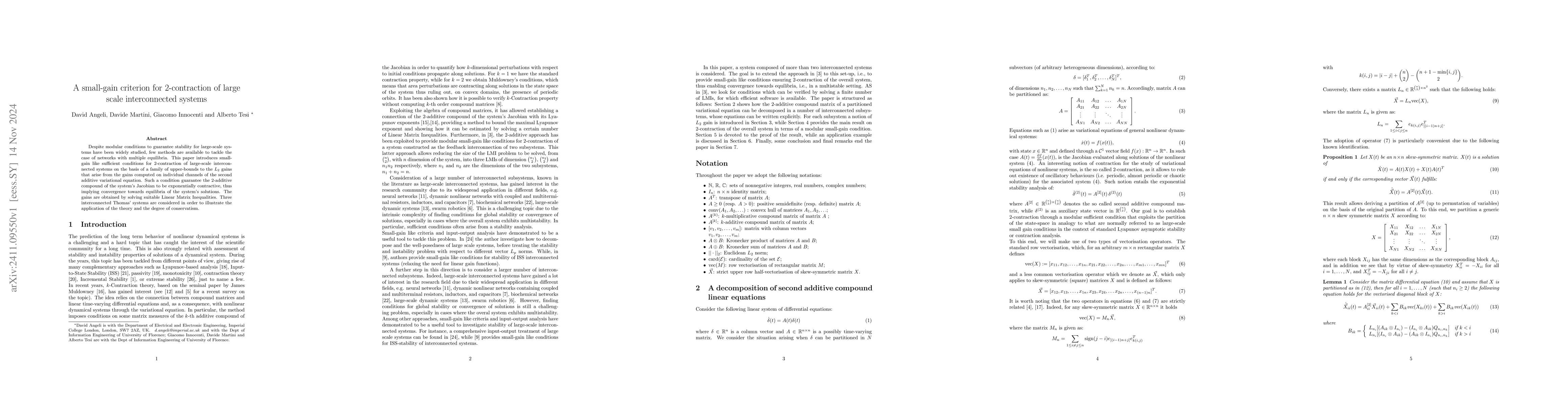 Thumbnail for A small-gain criterion for 2-contraction of large scale interconnected
  systems