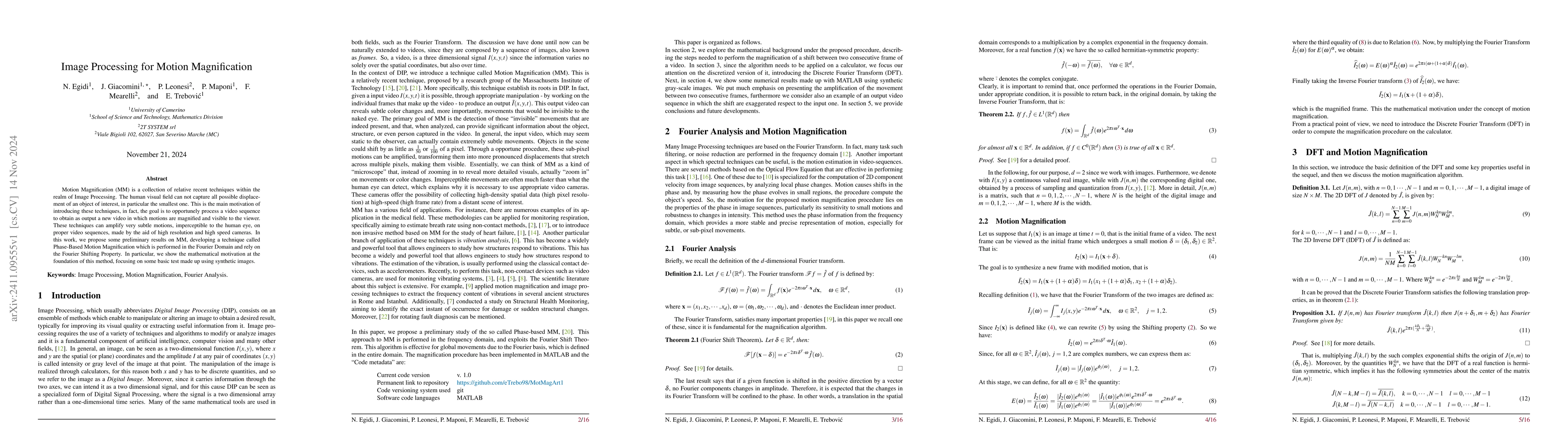 Thumbnail for Image Processing for Motion Magnification