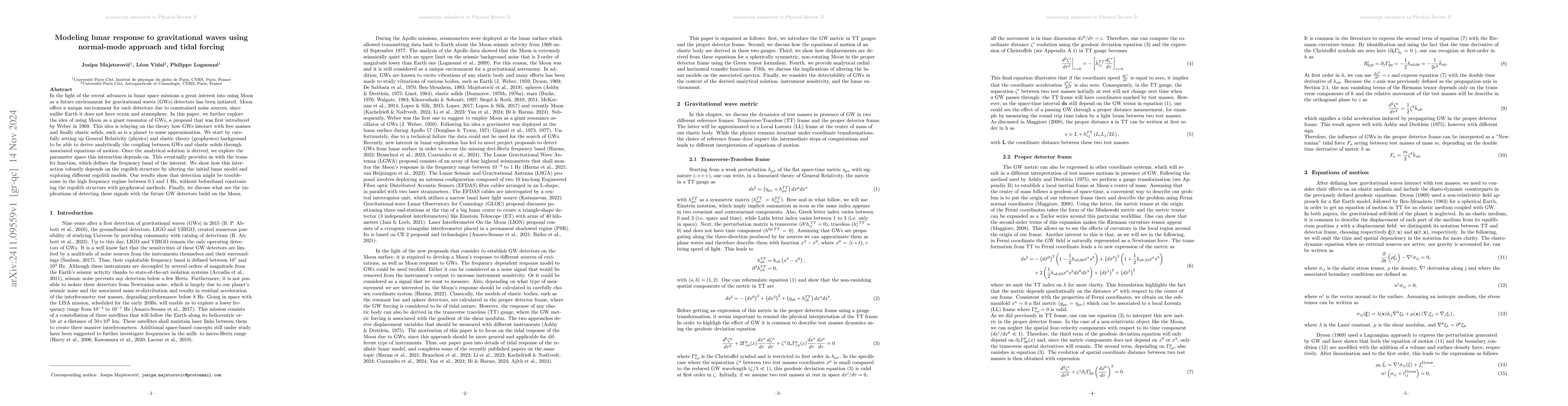 Thumbnail for Modeling lunar response to gravitational waves using normal-mode
  approach and tidal forcing