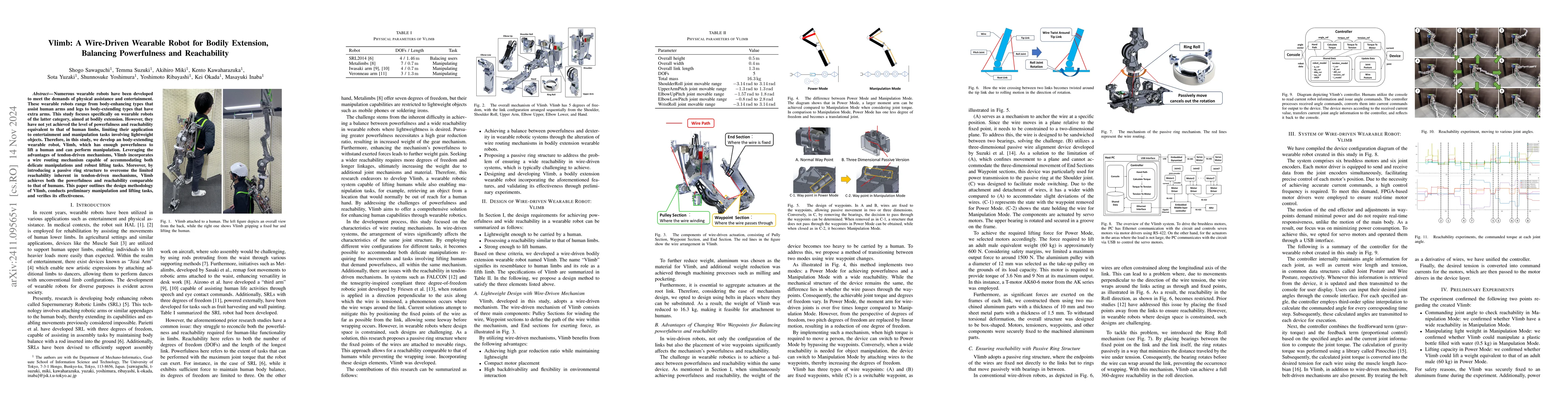 Thumbnail for Vlimb: A Wire-Driven Wearable Robot for Bodily Extension, Balancing
  Powerfulness and Reachability